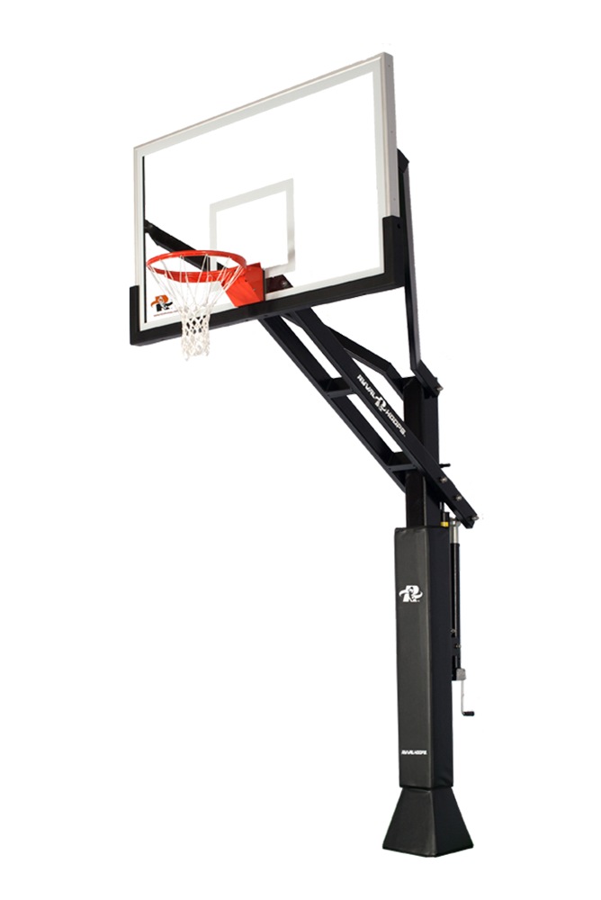 Ryval C554 Basketball Hoop - 54” Clear-View Tempered Glass Backboard, Height Adjustable, In Ground Basketball Goal, Dual Spring Heavy Duty Flex Rim.