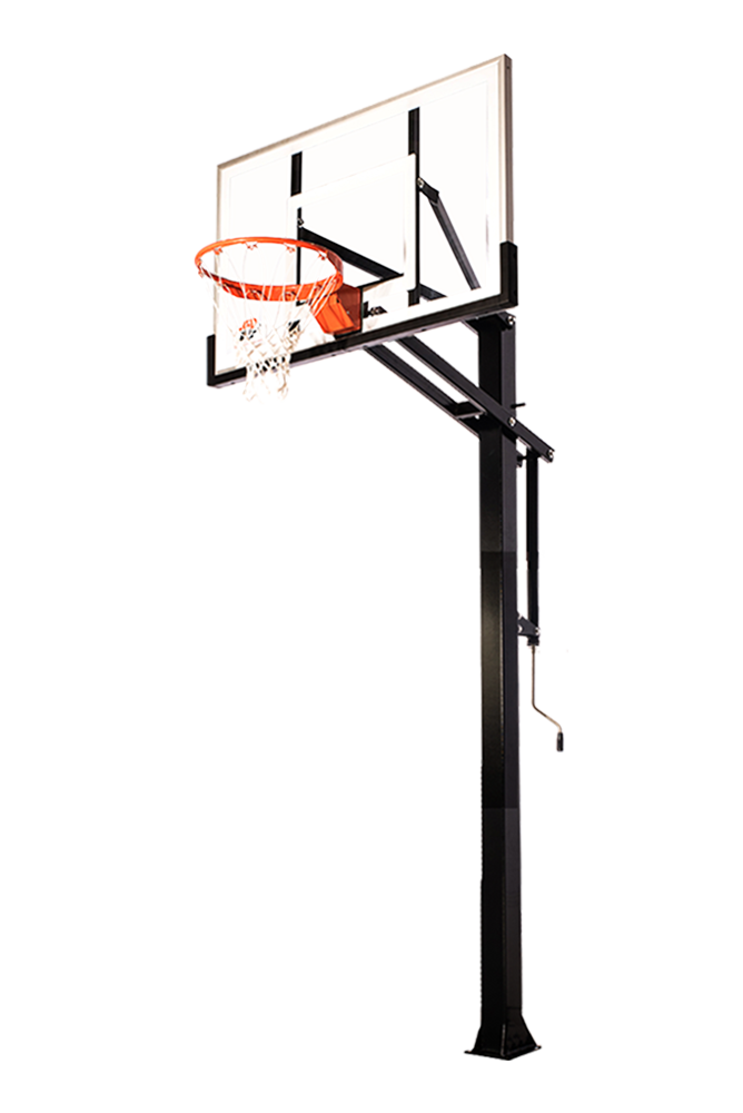 Ryval D560 Basketball Hoop - 60” Tempered Glass Backboard, Height Adjustable, In Ground Basketball Goal, Medium Duty Flex Rim.