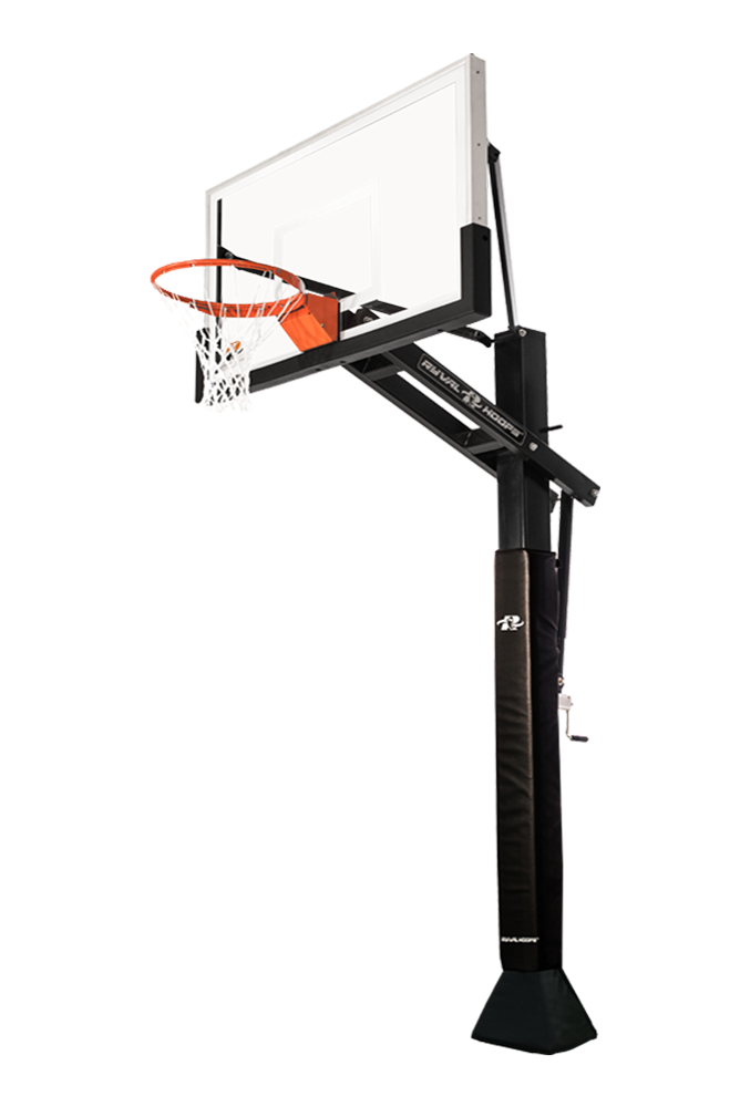 Ryval X660 Basketball Hoop - 60” Clear-View Tempered Glass Backboard, Height Adjustable, In Ground Basketball Goal, Dual Spring Heavy Duty Flex Rim.