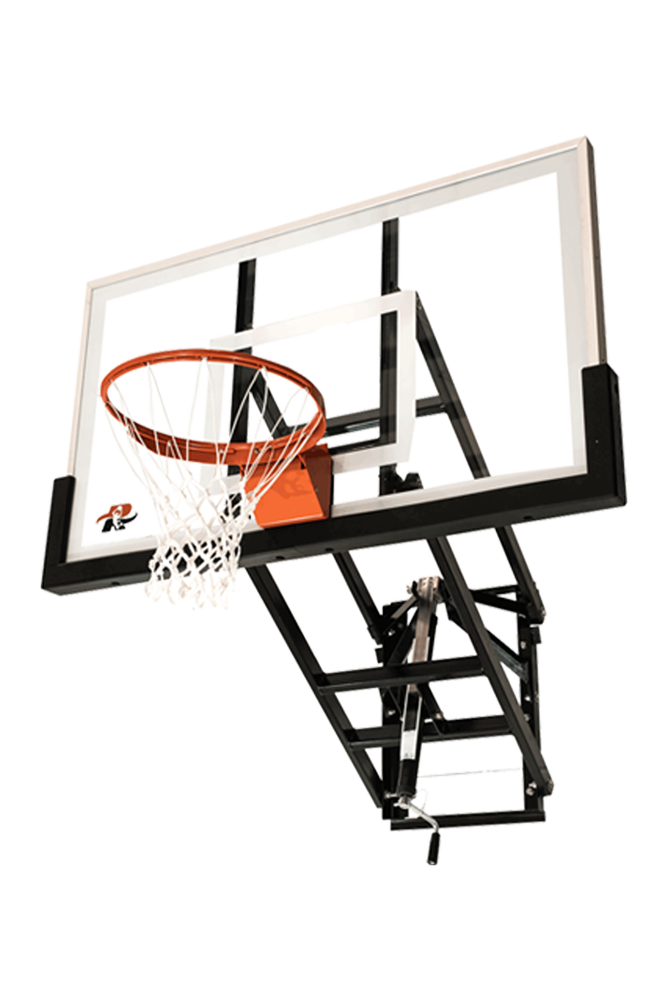 Ryval WM60 Basketball Hoop - 60” Tempered Glass Backboard, Height Adjustable, Wall Mounted Basketball Goal, Dual Spring Heavy Duty Flex Rim.