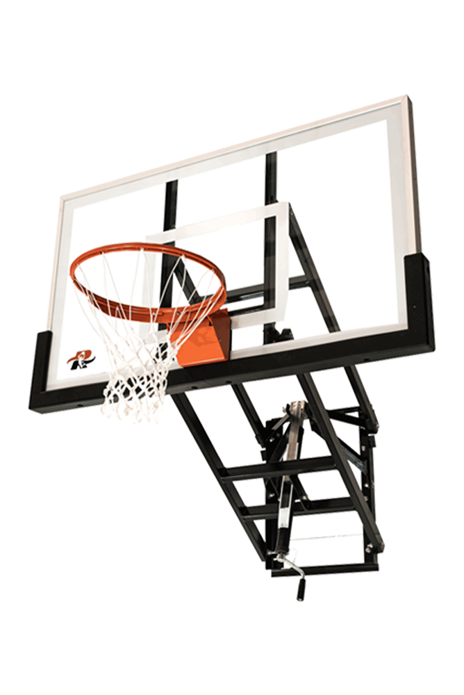 Ryval WM60 Basketball Hoop - 60” Tempered Glass Backboard, Height Adjustable, Wall Mounted Basketball Goal, Dual Spring Heavy Duty Flex Rim.