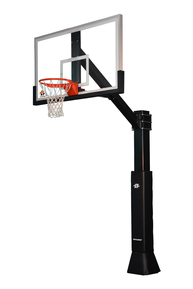 Ryval K872 Basketball Hoop - 72” Clear-View Tempered Glass Backboard, Fixed Height, In Ground Basketball Goal, Triple Spring Break Away Rim.